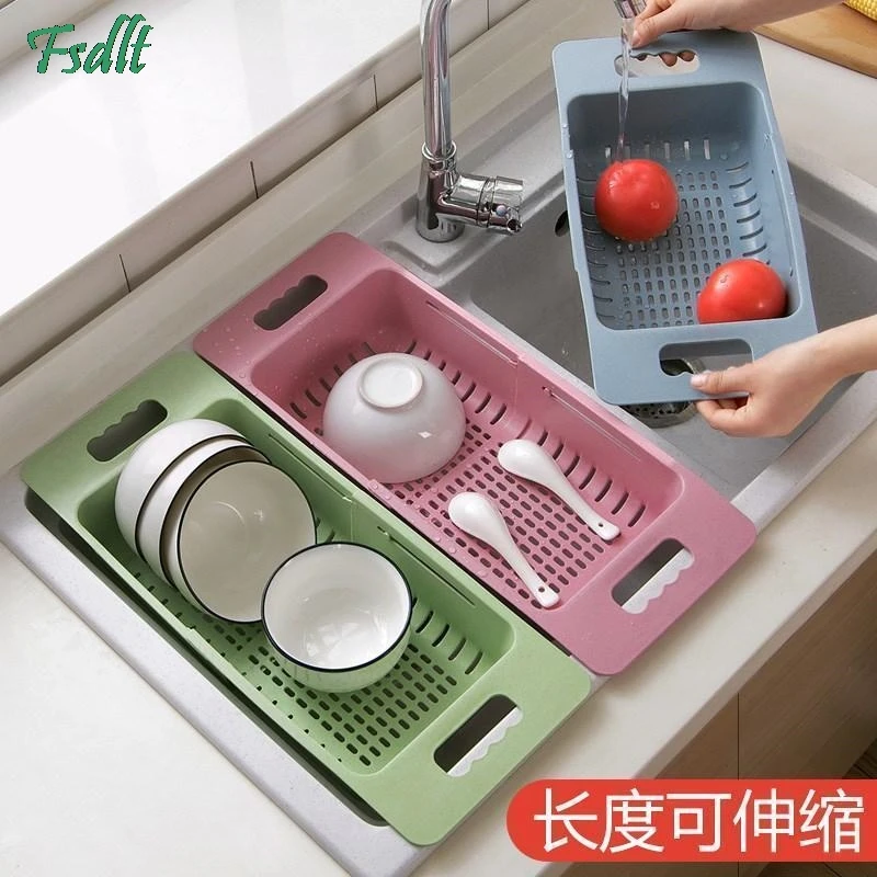 Кухонная Выдвижная сливная корзина для раковины пластиковая стойка посуды