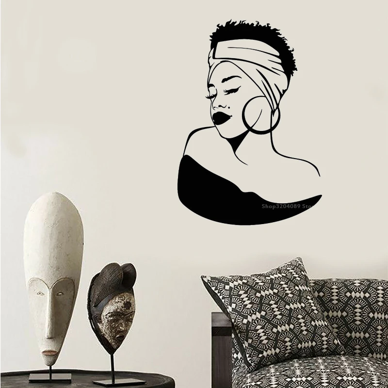 Африканская красивая девушка прическа лицо профиль наклейки на стену