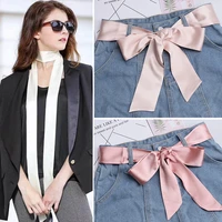 2019 fashion wide waist fabric belts for women simple ladies silk scarf solid ribbon knot rope for dresses accessories