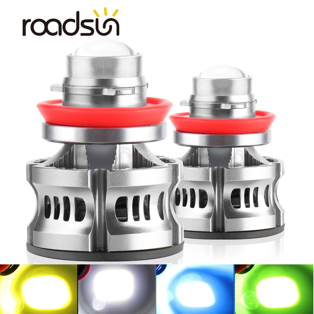 2x автомобильный противотуманный светильник светодиодный объектив проектора H11 H9 H8 DRL Дневной светильник с объективом 3000K 6000K 8000K Зеленый автомобильный противотуманный фонарь 12В - АВТО