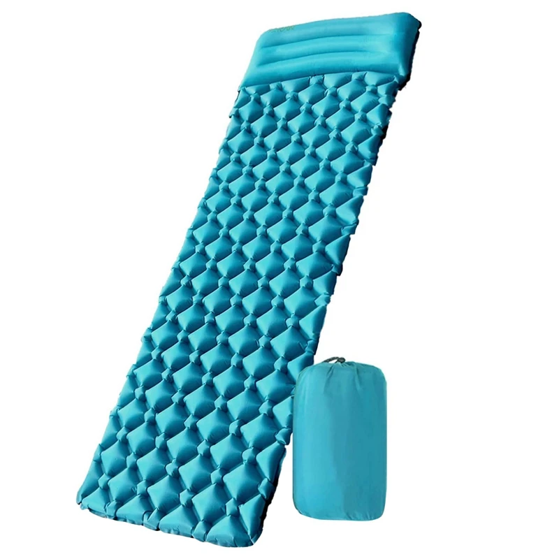 

Camping Sleeping Pads with Pillow Folding Inflating Single Bed Portable Waterproof Air Pad for Trekking Backpacking