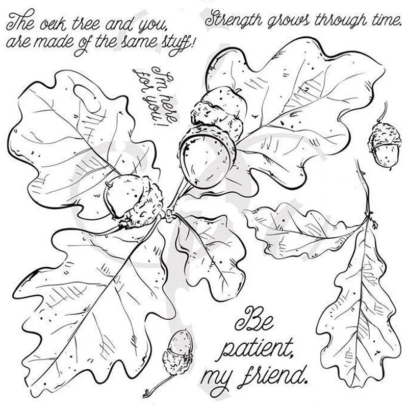 Прозрачный штамп с желудками и листьями дуба для скрапбукинга сделай