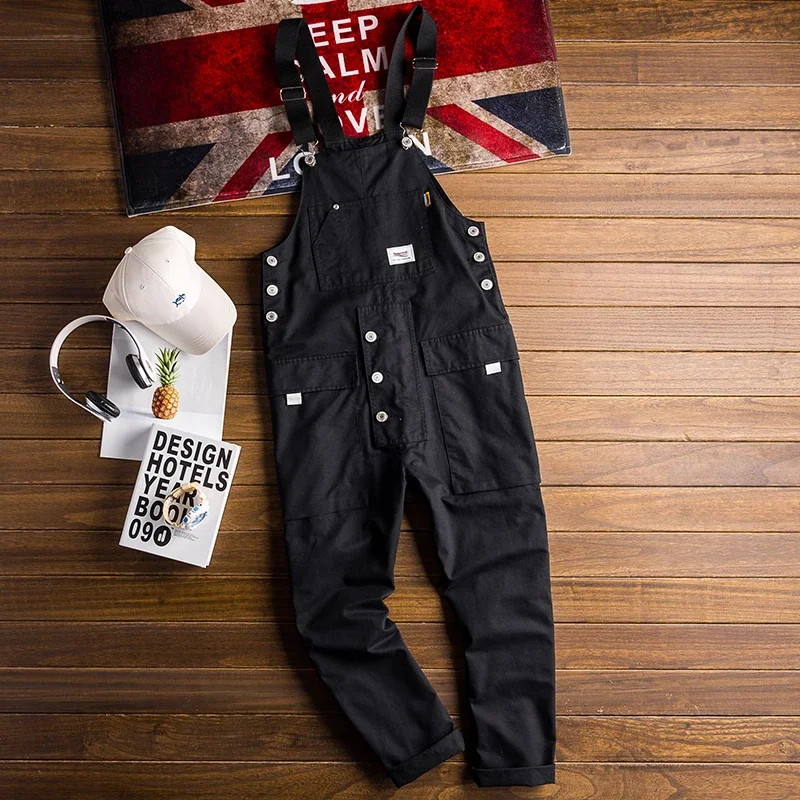 

Men's Loose Cargo Bib Overalls Pants Multi-Pocket Overall Men Casual Coveralls Suspenders Jumpsuits Rompers Wear Coverall