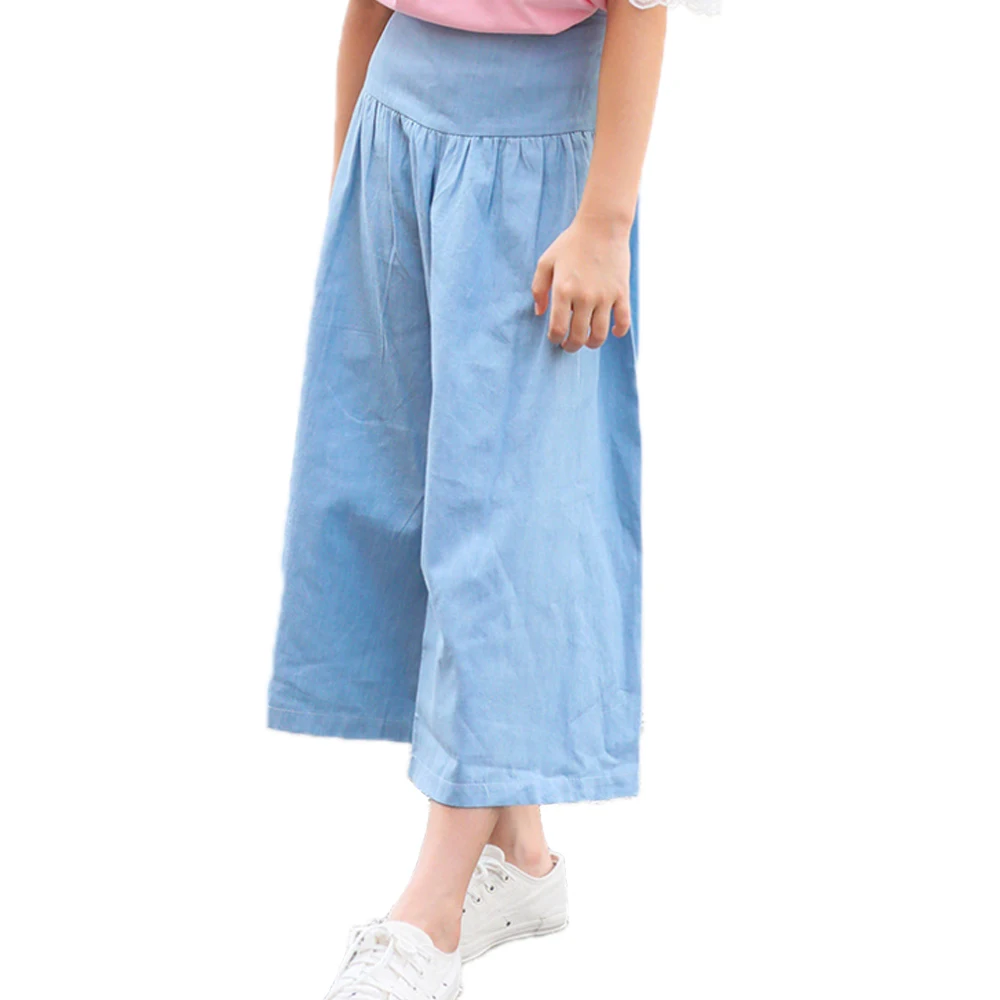 

summer cotton girls loose pants simple wide leg pants age for 6-16 yrs teenage girls spring big girls ankle-length pants