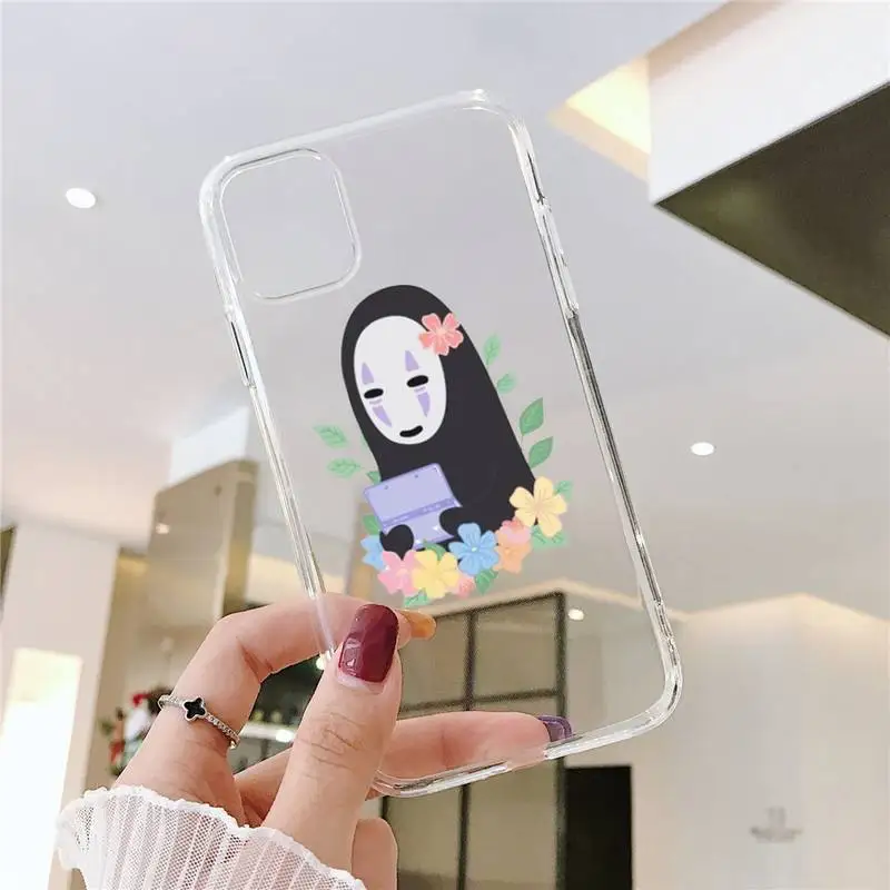 

Spirited Away Faceless man funny Phone Case Transparent for iPhone 6 7 8 11 12 s mini pro X XS XR MAX Plus SE cover funda