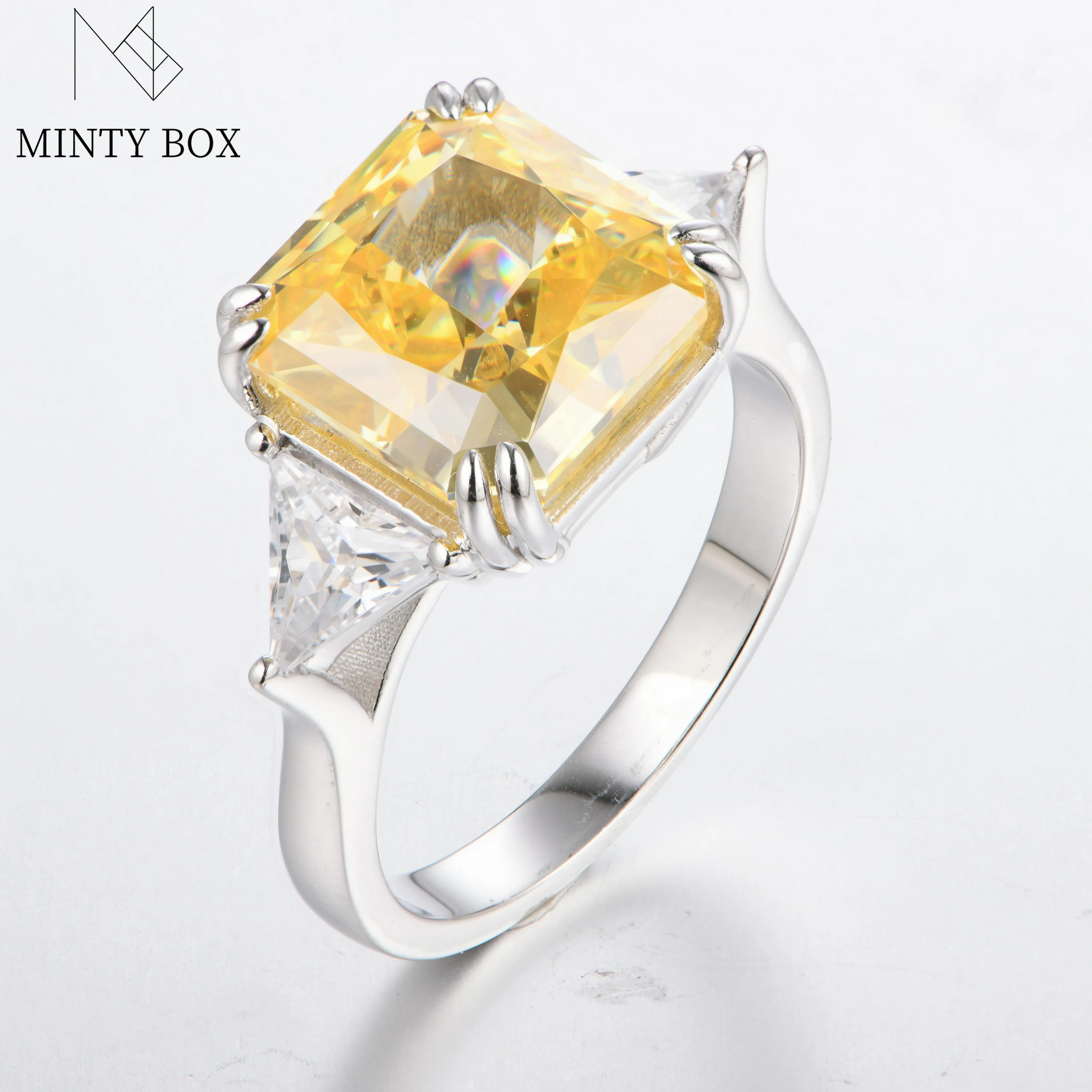 

Mintybox Carbon Diamond 925 Sterling Silver Jewelry Diamond Wedding Engagement Band Rings Classic Design Real Silver Rings