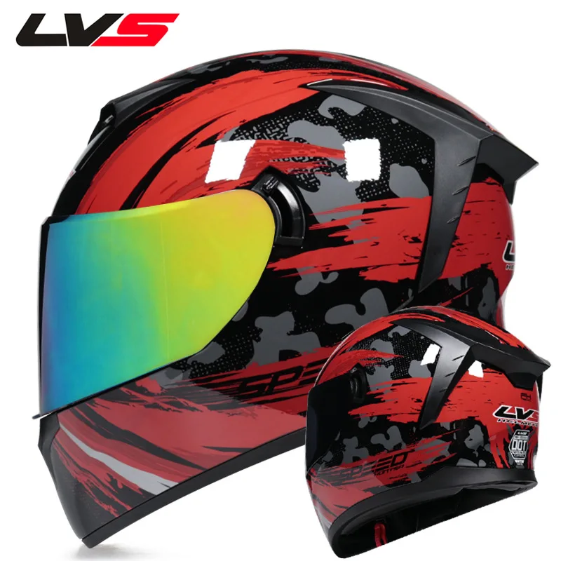 

LVS Racing Full Face Motorcycle Helmets Dual Lens Fast Riding Safety Dirt Bike Helmet Man Women Cascos Para Moto DOT Approved