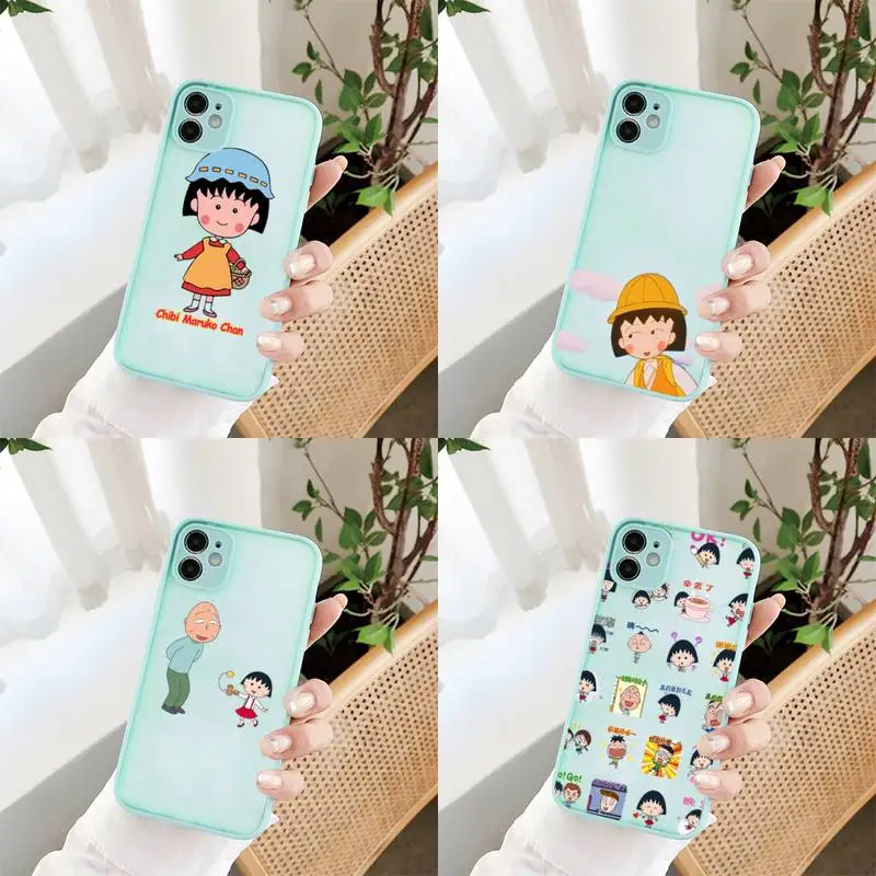 

Chi-bi Maruko Phone Cases Matte For iPhone 12 11 Pro XS Max XR X 8 7 Plus Camera Protection Bumper cover