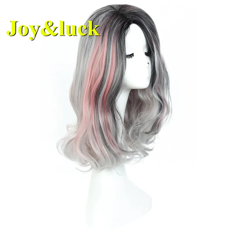 Модный длинный натуральный кудрявый парик Joy & luck с эффектом омбре розовый