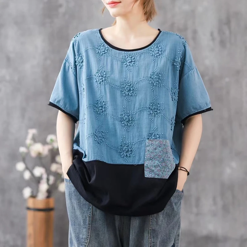 

Max LuLu British 2021 Style Summer Ladies Yellow Patchwork Tee Female Vintage Short Sleeve Tops Women O-Neck Oversized T-shirts