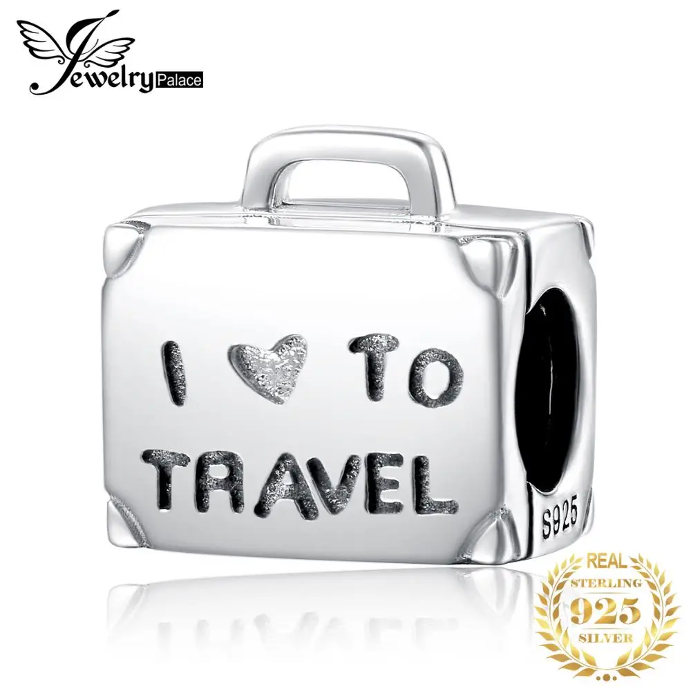 

JewelryPalace Travel Luggage 925 Sterling Silver Beads Charms Silver 925 Original Fit Bracelet Silver 925 original Jewelry Lady