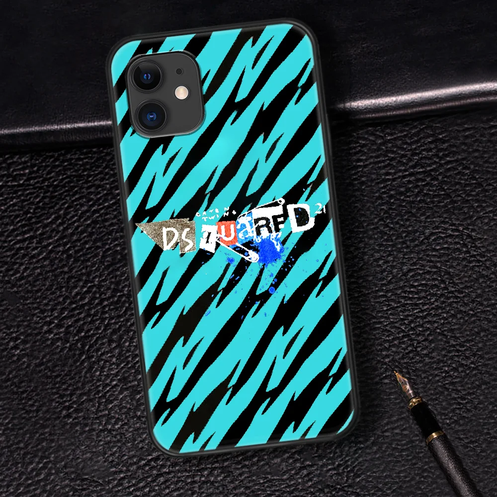 

DSQ2 D2 Fashion Trend Brand Phone Case For Iphone 5 5S SE 2020 6 6S 7 8 Plus 11 12 Mini X XS XR Pro Max black Shell Silicone