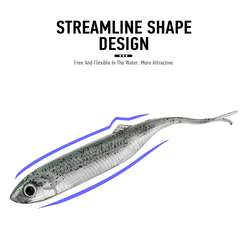 Ardea Soft Lure 105/75mm Minnow Fox Tail Shad Silicone Bait Artificial Bionic Noise Sequins Bass Perch Fishing Tackle