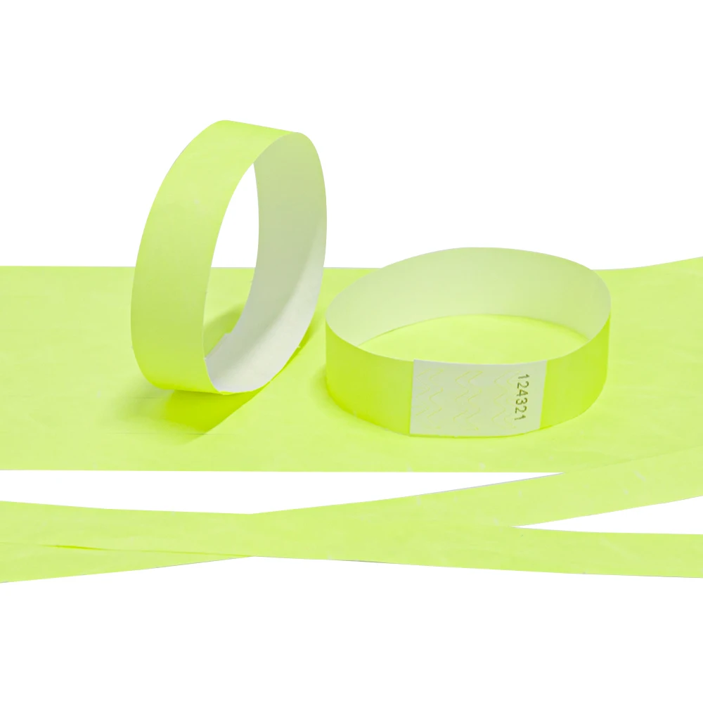 Neon Yellow Color 3/4 inch Tyvek Wristbands with Number Beautiful for Parties Events Identification 500 Pieces | Дом и сад