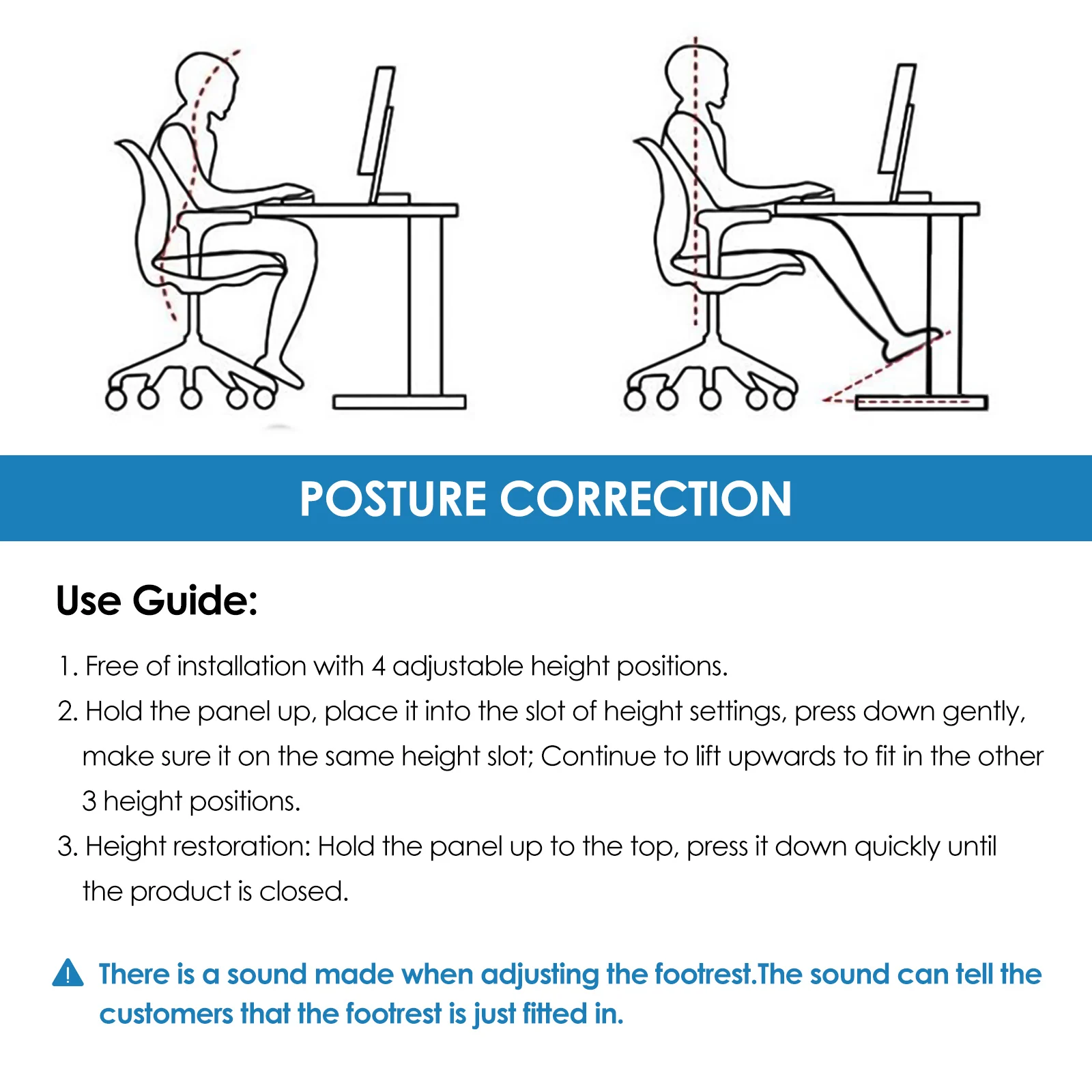 

Adjustable Footrest with Removable Soft Foot Rest Pad with Massaging Beads 4-Level Height Adjustment for Car Under Desk Home