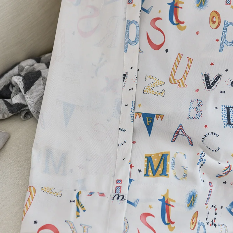 Modern Minimalist Cute Curtains for Kids Cartoon Alphabet Print Baby Children Living Dining Room Boys Girls Bedroom | Дом и сад