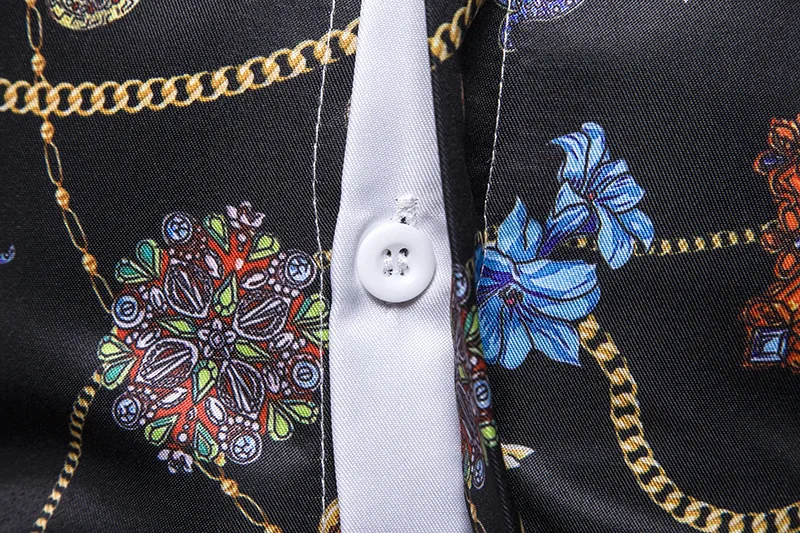 Luxury Royal Mens Shirts Casual Slim Fit Cross Gemstone Printed Long Sleeve Slim Fit Chemise Homme Men Prom Party Tuxedo Shirt