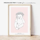 Персонализированный постер для рождения новорожденного ребенка в одной линии + имя вашего ребенка и детали рождения Абстрактная Картина на холсте настенное искусство