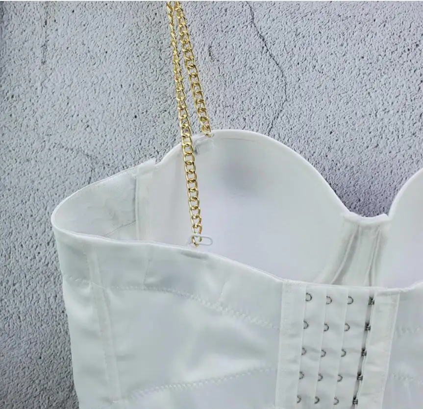 

New product short solid color chain strap camisole female summer fresh and sexy outer jacket