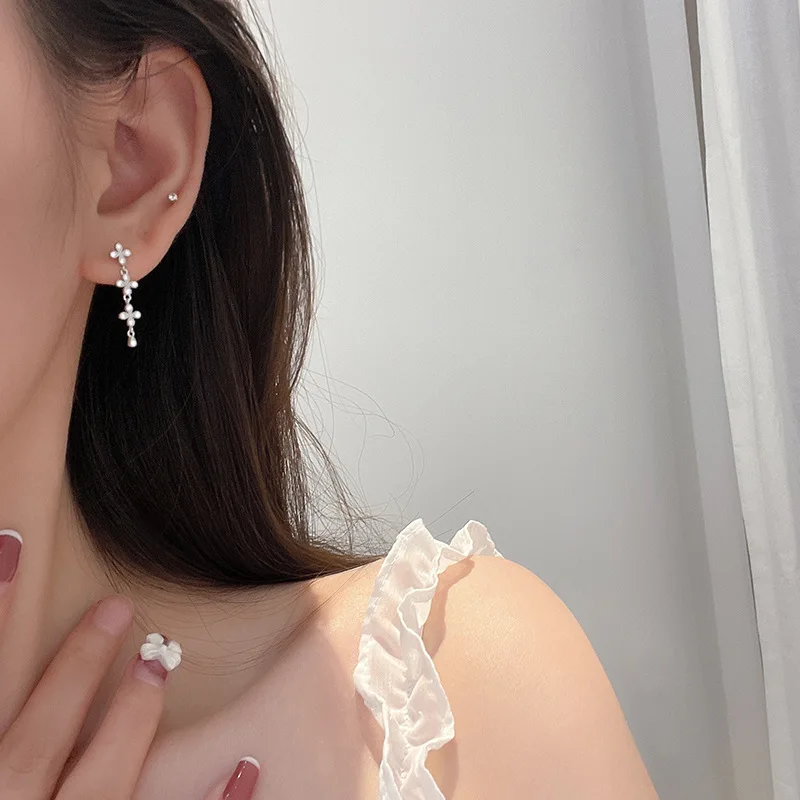 

Женские серьги-подвески с цветком, из серебра 925 пробы