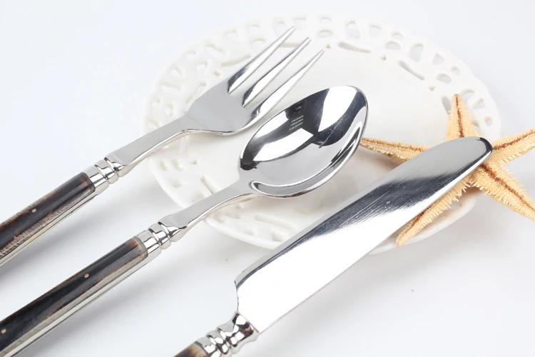 Нержавеющая сталь с бычьей костью патч западные столовые приборы 3 шт набор