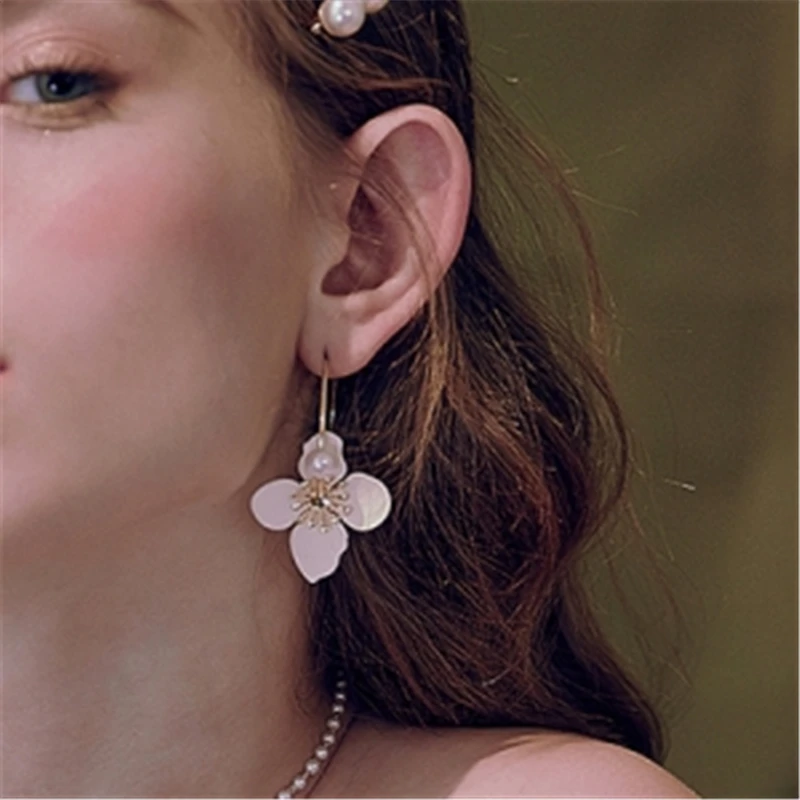 Популярные женские ювелирные изделия розовые серьги с бутонами в форме цветка