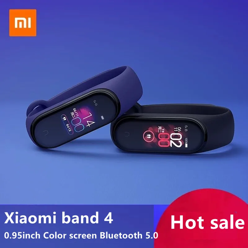 Xiaomi Mi band 4 smart AI фитнес-трекер для измерения сердечного ритма 50 м водонепроницаемый сенсорный цветной экран Bluetooth 5,0 браслет