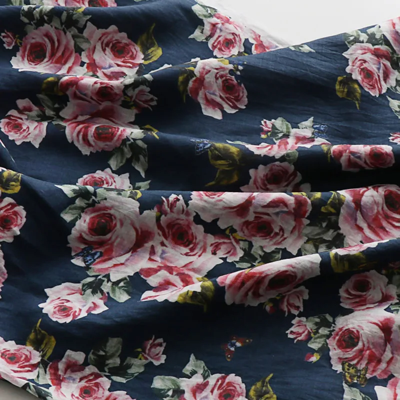

High quality ramie fabric High-end digital peony printing patchwork Fashion dress and gown fabrics