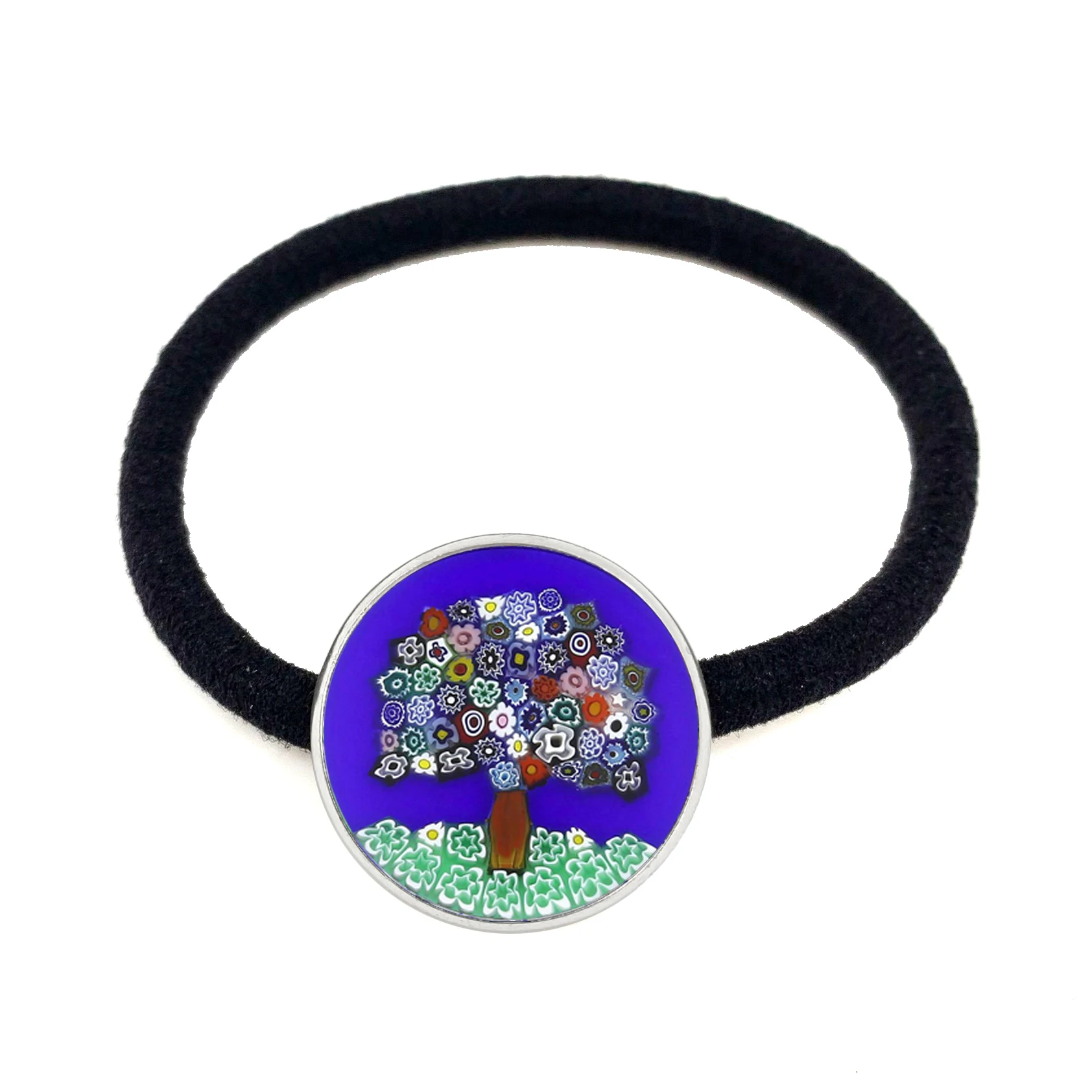 Диадемы для волос Tree Of Life Black с муранским миллефиори стеклянной кабошонной вставкой 20 мм, ювелирные изделия для волос для женщин и девочек, подарок оптом.