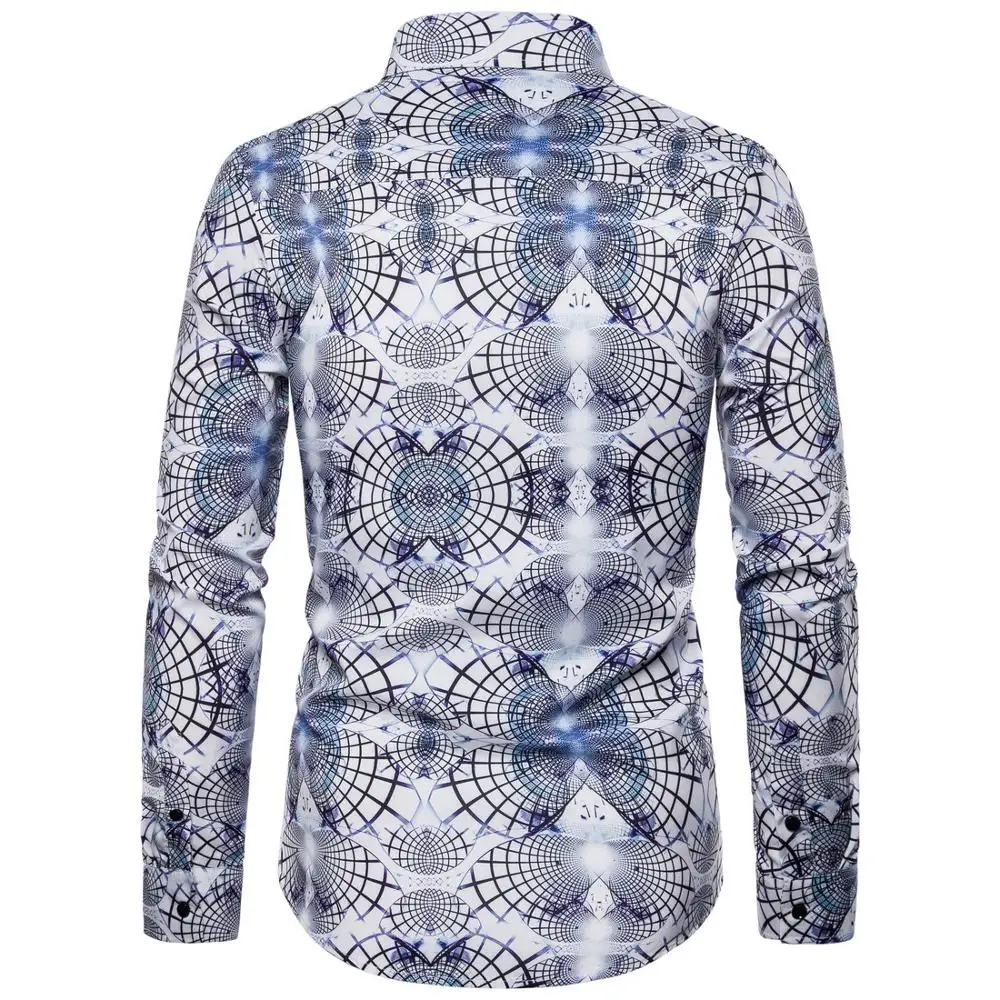 Рубашка мужская с отложным воротником модная уличная одежда молодежным принтом