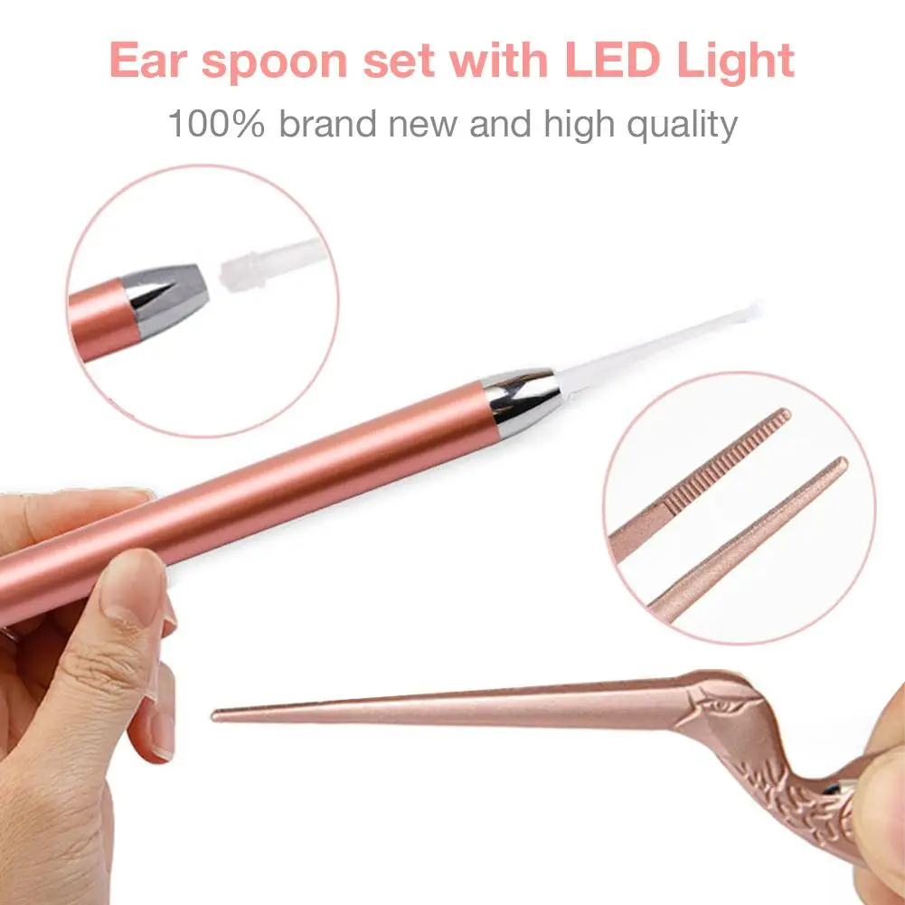 Светящаяся Ушная ложка для сбора ушей артефакт ушных восков Пинцет с зажимом