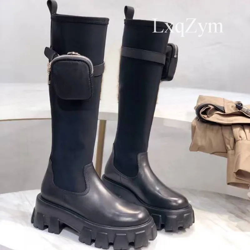 Реальные фотографии Сапоги до колена на платформе Женские эластичные сапоги с