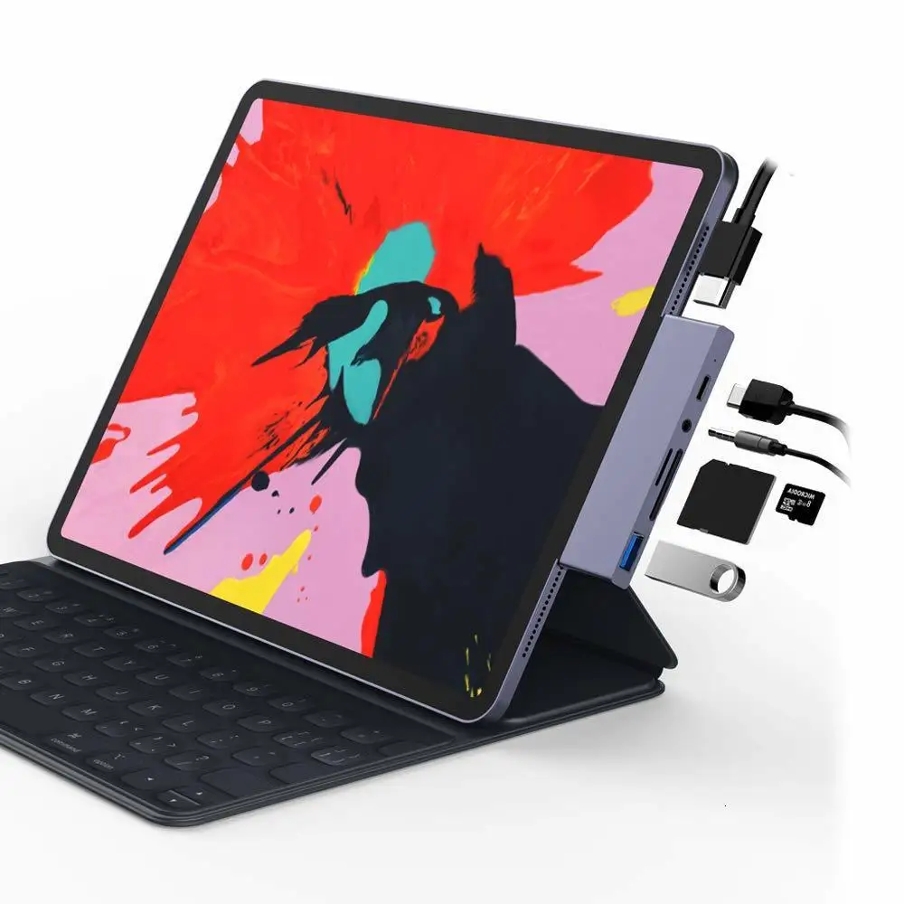 USB C концентратор адаптер с USB-C TYPE C зарядка PD 4 K HDMI USB 3,0 3,5 мм наушники с iPad Macbook Pro SAMSUNG S8 S9 S10