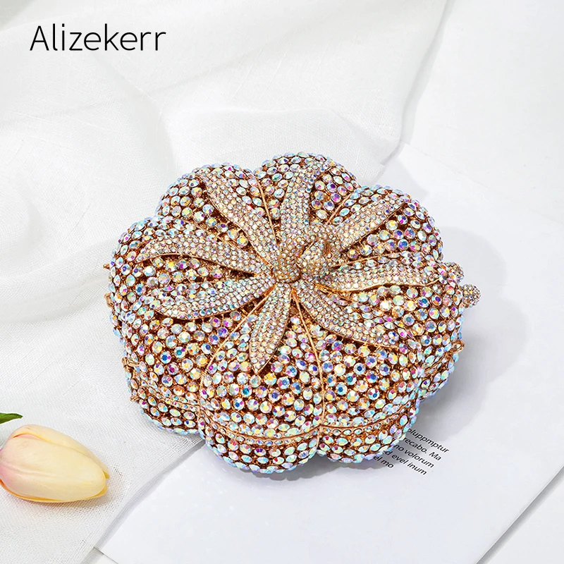 Вечерние клатчи с бриллиантами в виде тыквы для свадебной вечеринки женские