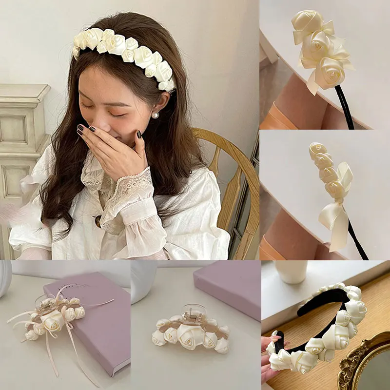 

1 Pc Rose Flower Hair Clip Bride Wedding Clip Hair Accessories White Tiaras Party Hair Accessories For Women Headwear Hair Hoop