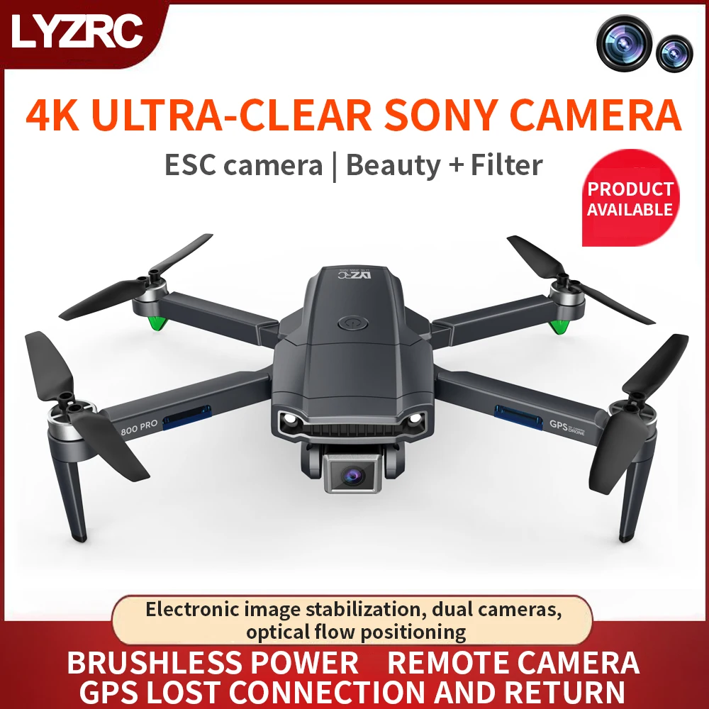 

LYZRC L800 4K PRO GPS Camera Drone 2-Axis Gimbal Brushless RC Quadcopter 5G Wifi 1.2km 25mins Flight HD Camera Drone Helicopter