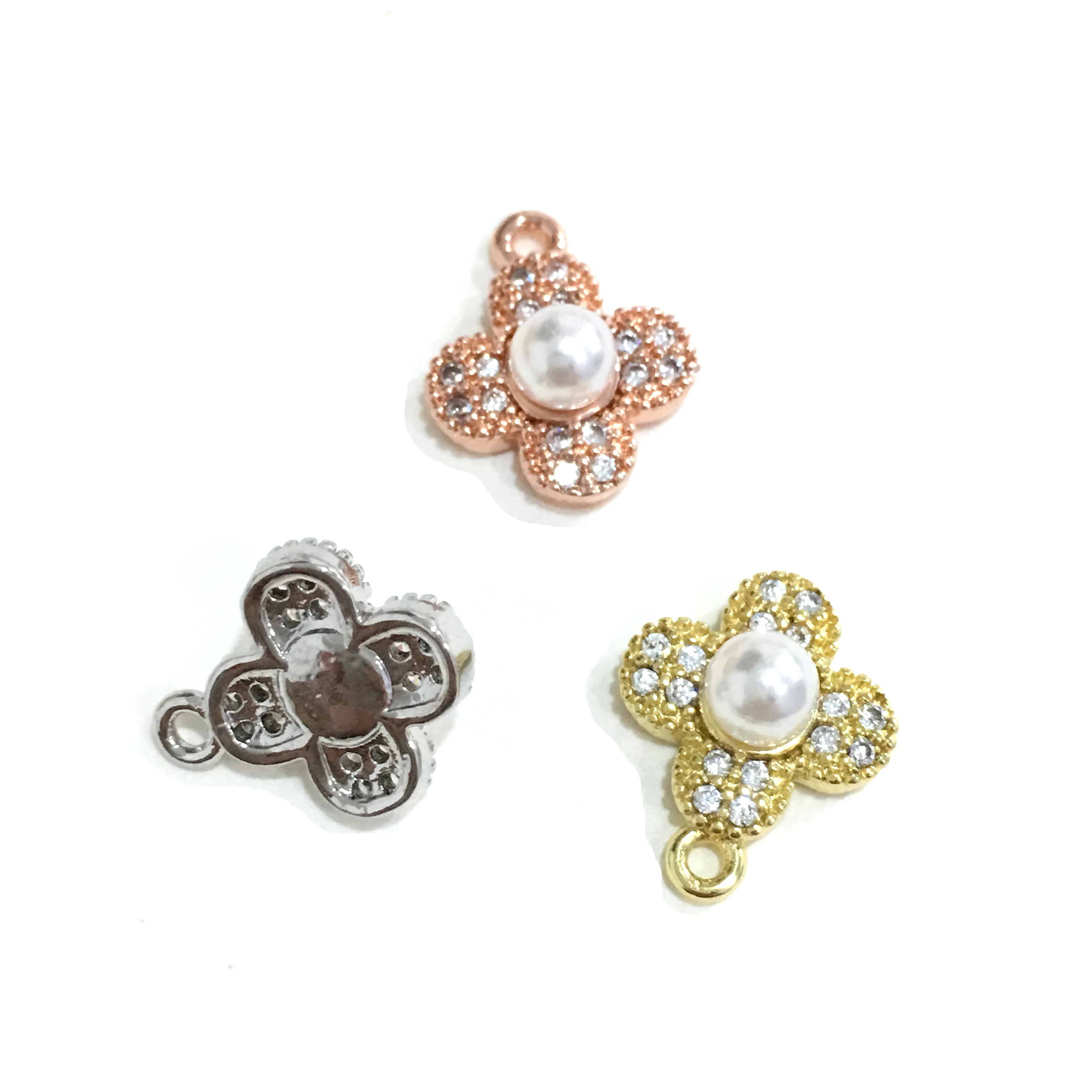 

9.5x9.5mm Brass Micro Pave CZ Zircon Flower Shape Charm Finding Jewelry Making DIY Necklace Bracelet Earring Accessories Design