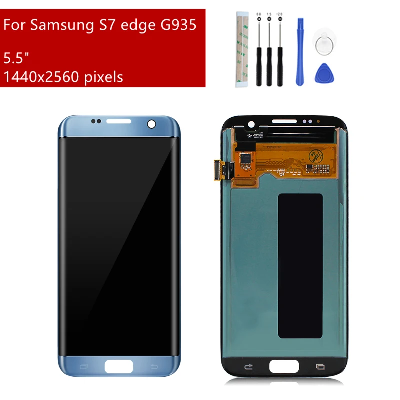 

ЖК-дисплей для Samsung Galaxy S7 Edge G935F G935, сменный сенсорный экран с дигитайзером в сборе, с рамкой