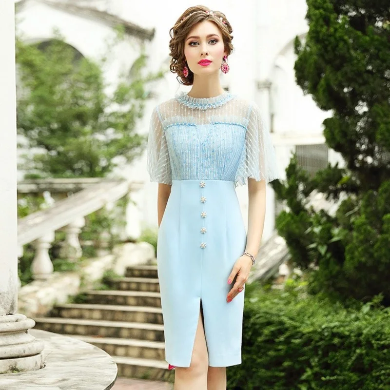 Женский стиль знаменитостей платье 2019 новый сексуальный разрез бисером платья