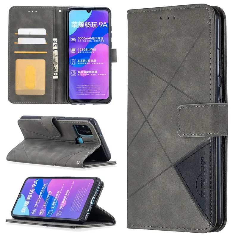 Honor9A Luxury Leather Phone Case On For Huawei Honor 9A 10 9X Lite 8A 8S 9S 9C 9XLite 10Lite 9X Global Wallet Flip Cover Coque