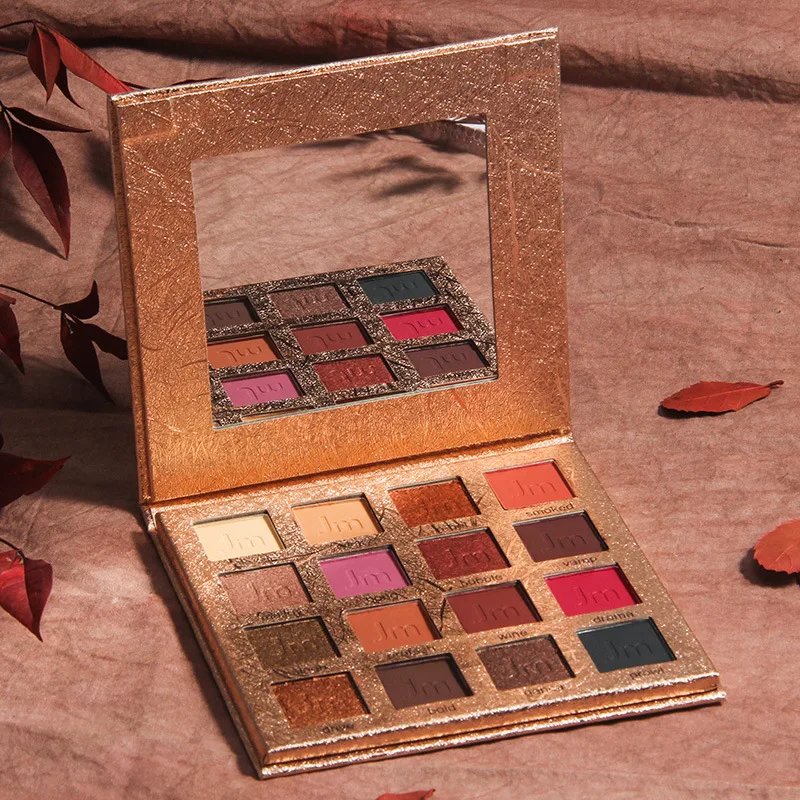 Палитра теней для век 16 цветов шампань золото листик минеральная пудра жемчуг