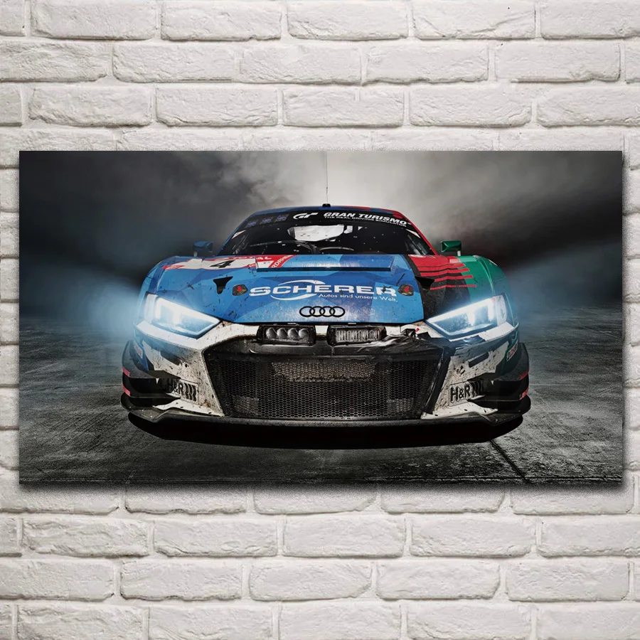 

Cool r8lms racing cars front view sport vehicle fanart fabric posters on the wall picture home living room decoration KP213