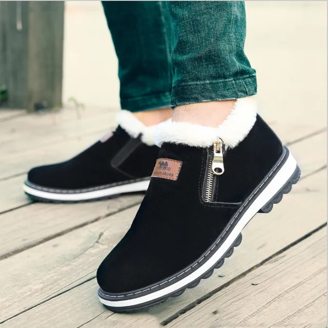 

Fashion Black Men Boots Winter Shoes Men Warm Short Plush Casual Fur Boots Men Nice Pop Keep Warm Winter Male Boots With Fur