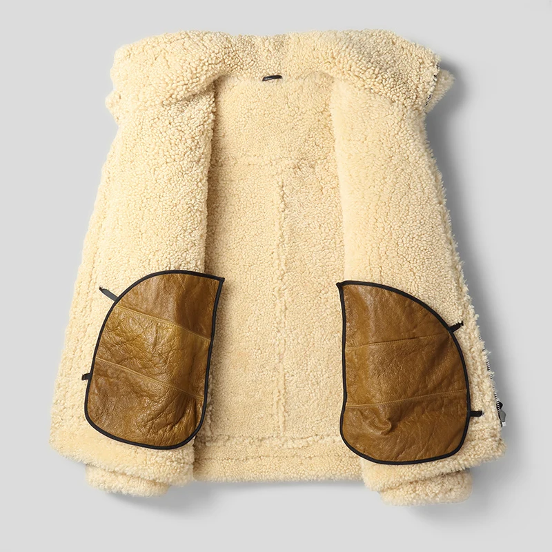 DK 2019 Новое Коричневое мужское пальто из настоящей овчины утолщенное коричневое