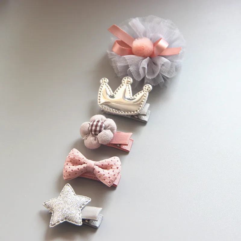 5 шт./упак. с цветочным узором и бантом детские заколки для волос девочек модные