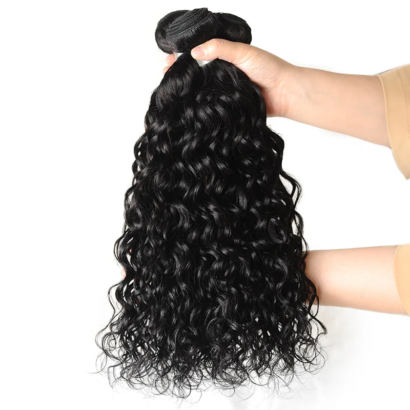 Волнистые волнистые пряди с закрытием 13*4 Кружевные бразильские человеческие