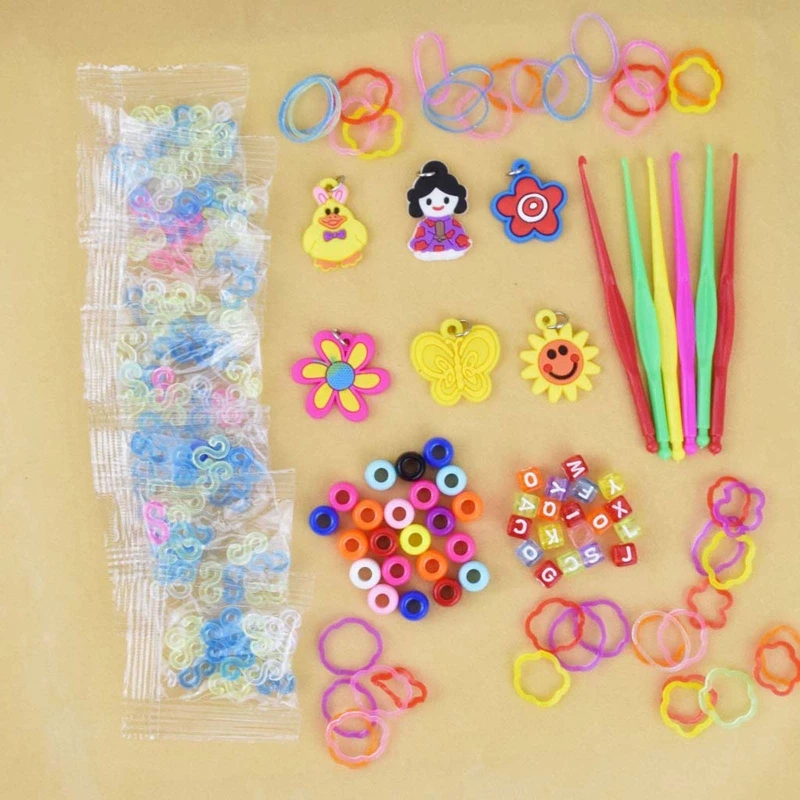 

Elastic Rubber Colourful Loom Bands Starter Box with Crochet Bracelet Weaving L4MC