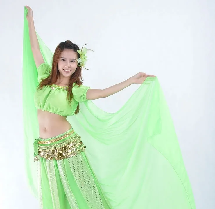 Индийский Оранжевый танец живота костюм современный Восточный BellyDancing пряжа шарф для женщин BellyDance костюм сценическое шоу шаль для танцев