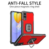 magnetic metal ring stand holder armor shockproof case for vivo y51 2020 y31 2021 soft tpu frame aluminum alloy back cover coque