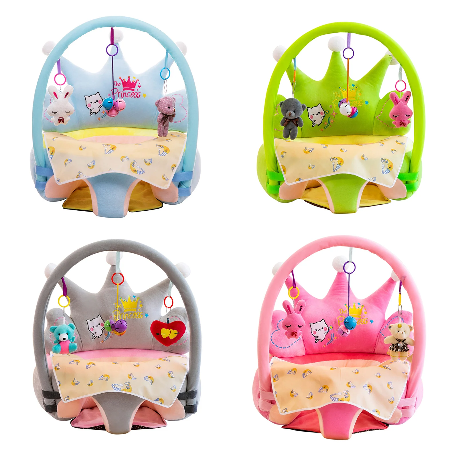 

Baby Sofa cover Crown Cartoon Infant Comfort School Seat cover Child Anti-Fall Waist Backrest Stool No Filling